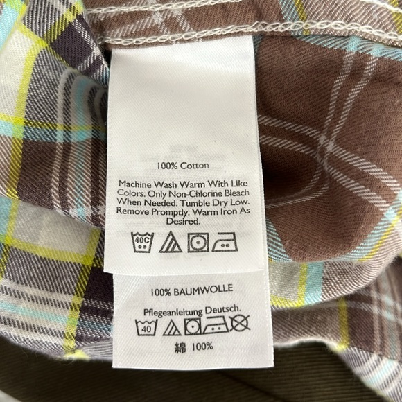 Eddie Bauer Seattle USA Women’s Plaid Flannel Button-Down Shirt Size LT - Picture 6 of 6